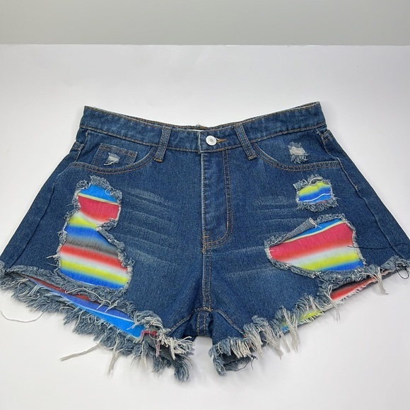 MISSLOOK DENIM DISTRESSED  SHORTS SZ M - Picture 1 of 7